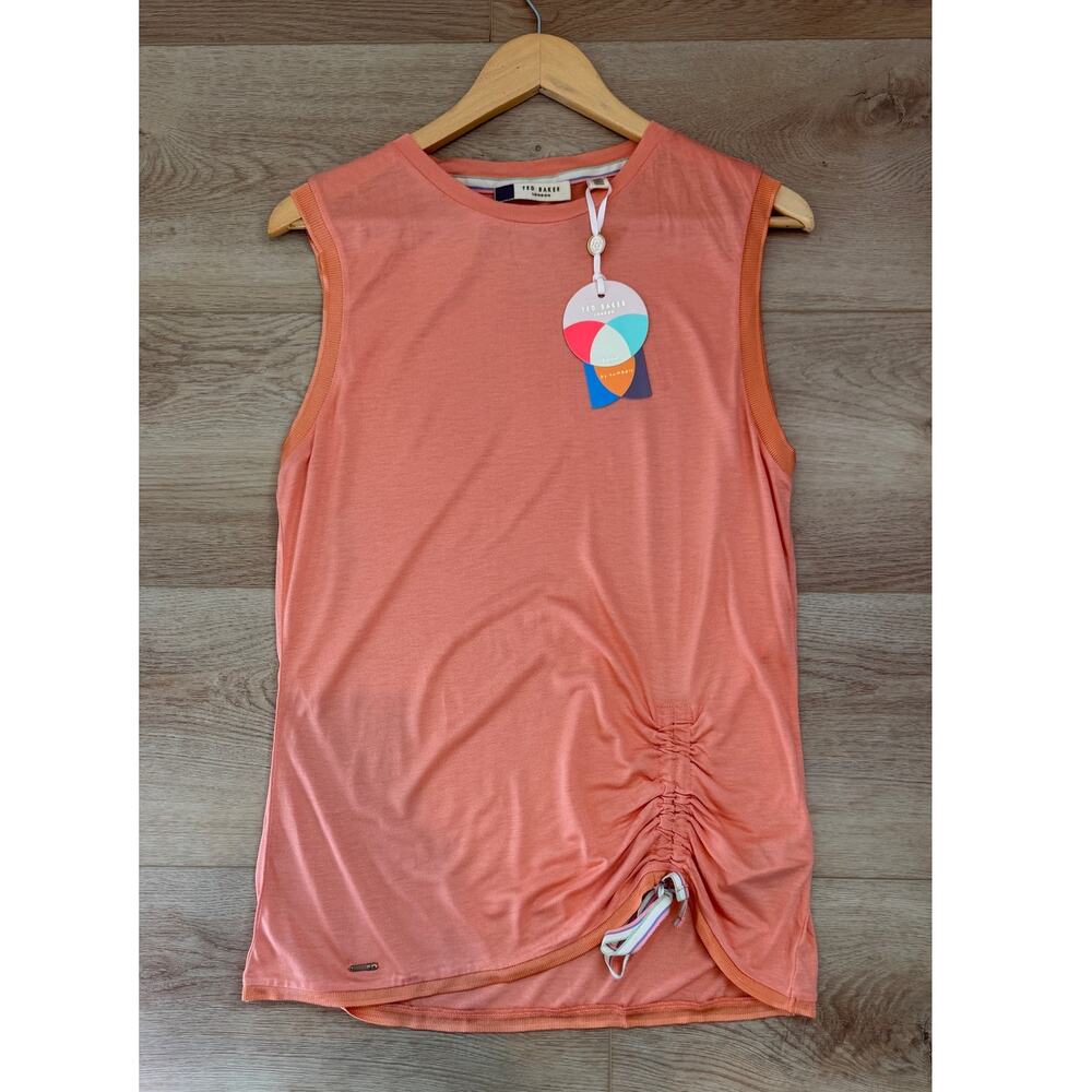 Ted Baker Coral Ruched Side Tank Top Size 3 Med